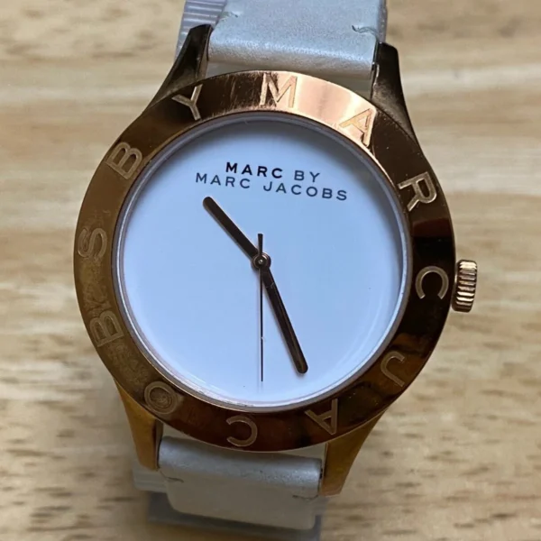 Marc Jacobs Blade White Dial White Leather Strap Watch for Women - MBM1201