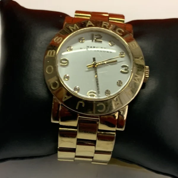 Marc Jacobs Amy White Dial Gold Steel Strap Watch for Women - MBM3056