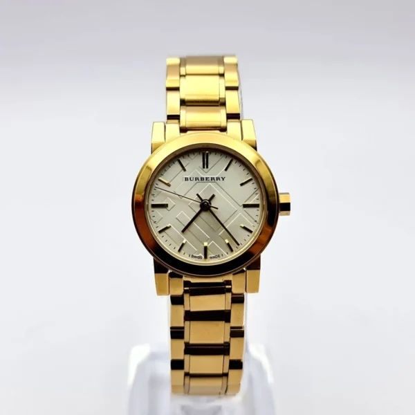 Burberry Heritage White Dial Gold Steel Strap Watch for Women - BU9203