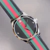 Gucci G Timeless Quartz Black Dial Multicolored Black Leather Strap Watch For Men - YA1264079