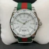 Gucci Dive White Dial Red & Green Nylon Strap Watch For Men - YA136207