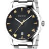 Gucci G Timeless Black Dial Silver Steel Strap Watch For Women - YA1264029