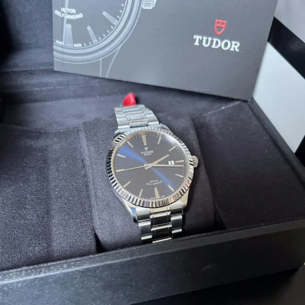 scraped_image_MRXHYiZ Tudor Style Automatic Blue Dial Silver Steel Strap Watch for Men - M12710-0013
