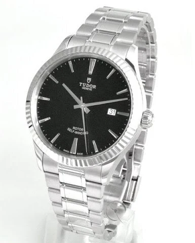 sddefault_0a30a467-57fd-44b1-a0b0-ab02761a0f5f Tudor Style Automatic Black Dial Silver Steel Strap Watch for Men - M12710-0003
