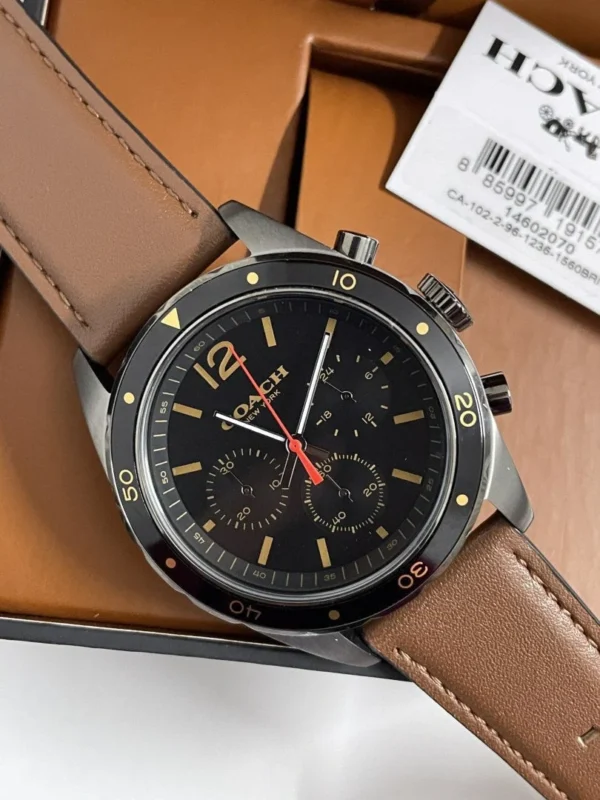 sesqresecm Coach Sullivan Chronograph Black Dial Brown Leather Strap Watch for Men - 14602070