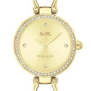 Coach Park Diamonds Gold Dial Gold Steel Strap Watch for Women - 14503171