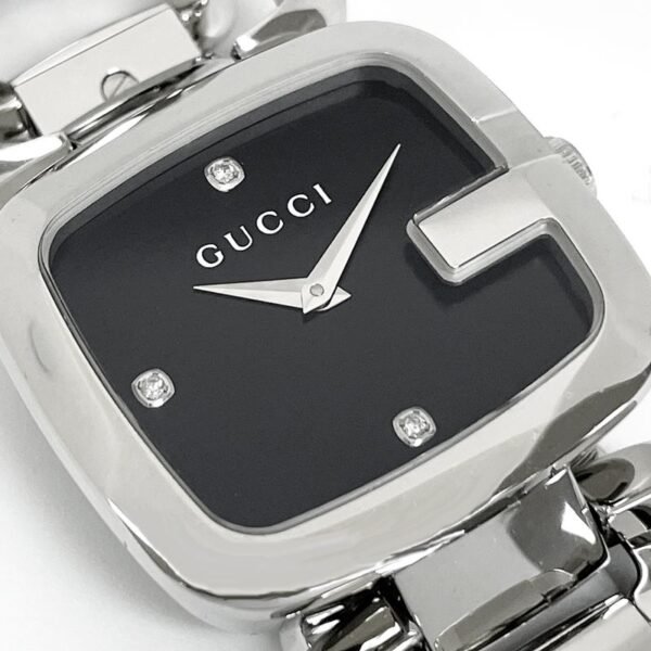 Gucci G Gucci Diamonds Black Dial Silver Steel Strap Watch For Women - YA125406