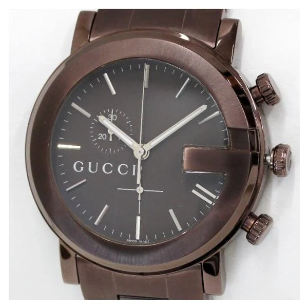 takami78pr_2105147-462911 Gucci G Chrono Brown Dial Brown Steel Strap Watch For Men - YA101341