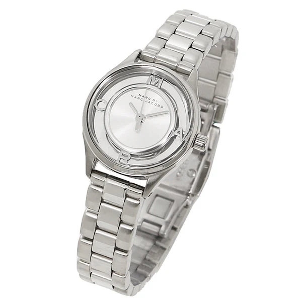 ti_5f204b37-81ac-4a27-aa67-0c87df81750f Marc Jacobs Tether Transparent Silver Dial Silver Steel Strap Watch for Women - MBM3416