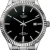 tudor-style-black-dial-men-s-watch-m12710-0003-53 Tudor Style Automatic Black Dial Silver Steel Strap Watch for Men - M12710-0003