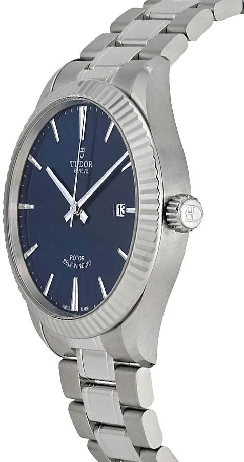 tudor-style-m12710-0013-49 Tudor Style Automatic Blue Dial Silver Steel Strap Watch for Men - M12710-0013