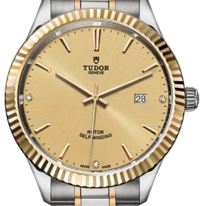 Tudor Style Automatic Diamonds Gold Dial Two Tone Steel Strap Watch for Men - M12713-0007