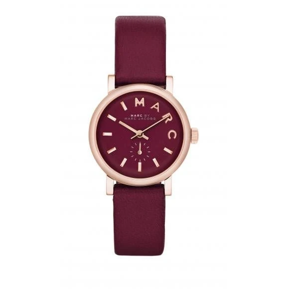 vyr-5042mbm1271-720986 Marc Jacobs Baker Maroon Dial Maroon Leather Strap Watch for Women - MBM1271