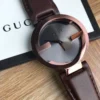 Gucci Interlocking G 18K Gold Black Dial Brown Leather Strap Watch For Women - YA133304