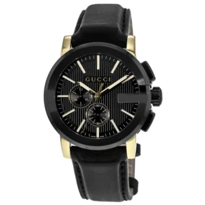 ya101203_1593184061_0b700e90-330e-440c-bbb9-3fa4a689106b Gucci G Chrono Black Dial Black Leather Strap Watch For Men - YA101203