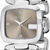 ya125401_1599577646_a23d29d1-74f6-450f-90eb-27c1c647ae53 Gucci G Gucci Brown Dial Silver Steel Strap Watch For Women - YA125401