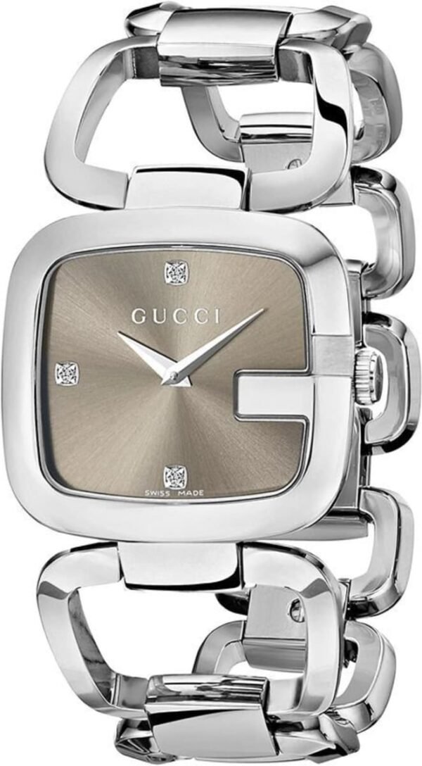 ya125401_1599577646_a23d29d1-74f6-450f-90eb-27c1c647ae53 Gucci G Gucci Brown Dial Silver Steel Strap Watch For Women - YA125401
