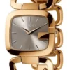Gucci G Gucci Brown Dial Rose Gold Steel Strap Watch For Women - YA125408