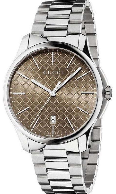 ya126317-gucci-800x800_f8cd1722-846e-460f-9ddc-2ceb9b80d13c Gucci G Timeless Quartz Brown Dial Silver Steel Strap Watch for Men - YA126317