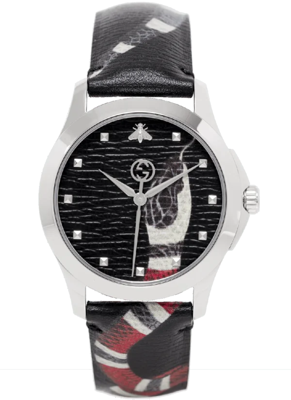 Gucci Le Marche Des Merveilles Black Dial Black Leather Strap Unisex Watch - YA1264007