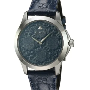 ya1264032 Gucci G Timeless Quartz Blue Dial Blue Leather Strap Watch For Men - YA1264032