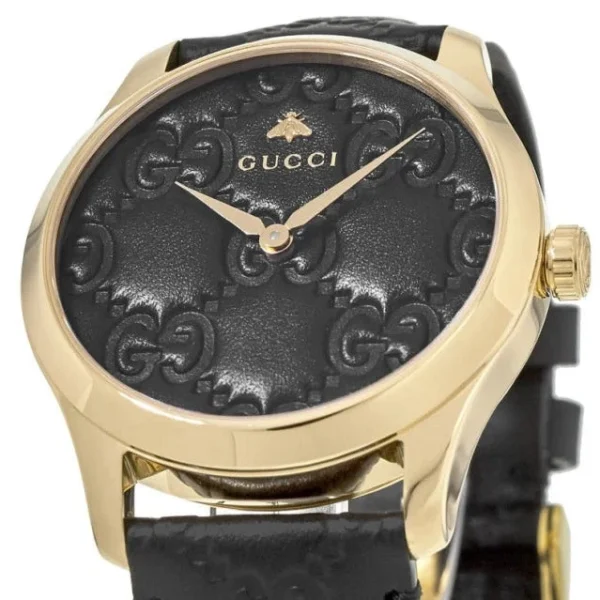 ya1264034a_5f15acaa4ffc2 Gucci G Timeless Quartz Black Dial Black Leather Strap Watch For Women - YA1264034A