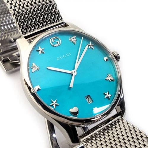 ya1264039-2-249699_3e999ae4-4ceb-4a21-b4c5-a1331e21b37f Gucci G-Timeless Turquiose Mother of Pearl Dial Silver Mesh Bracelet Watch For Women - YA1264039