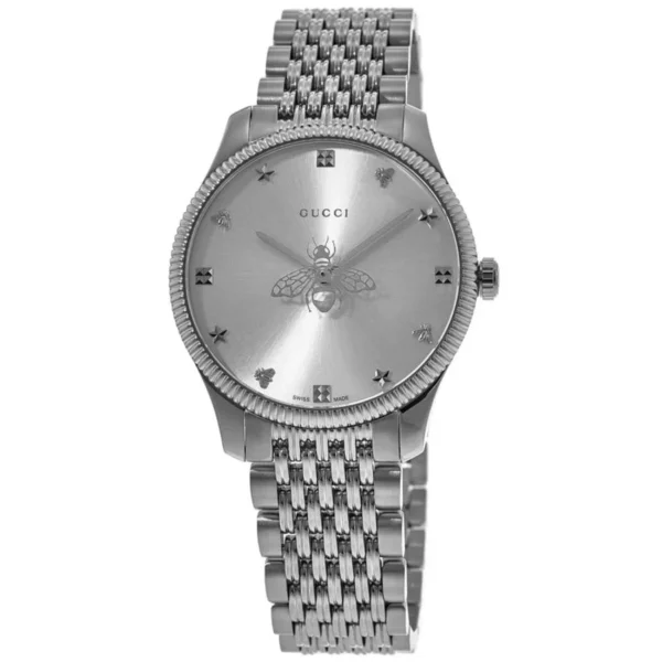 ya1264153_1624985429 Gucci G Timeless Quartz Silver Dial Silver Steel Strap Watch For Women - YA1264153