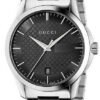 Gucci G Timeless Black Dial Silver Steel Strap Unisex Watch - YA126457