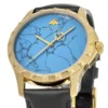 Gucci G Timeless Turquoise Blue Dial Black Leather Strap Watch For Men - YA126462
