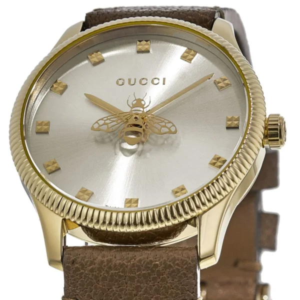 ya1265022_620bf6398a2fc Gucci G Timeless Quartz Silver Dial Brown Leather Strap Watch For Women - YA1265022