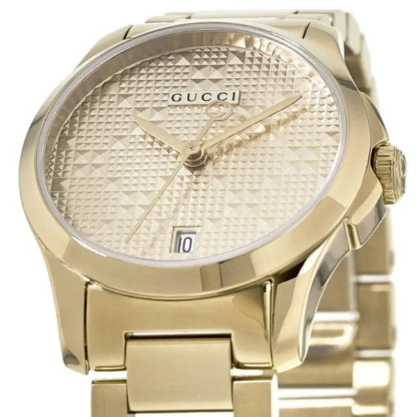 ya126553_1-617652_024b1f6b-6975-4d65-bada-53824af65783 Gucci G Timeless Gold Dial Gold Steel Strap Watch For Women - YA126553