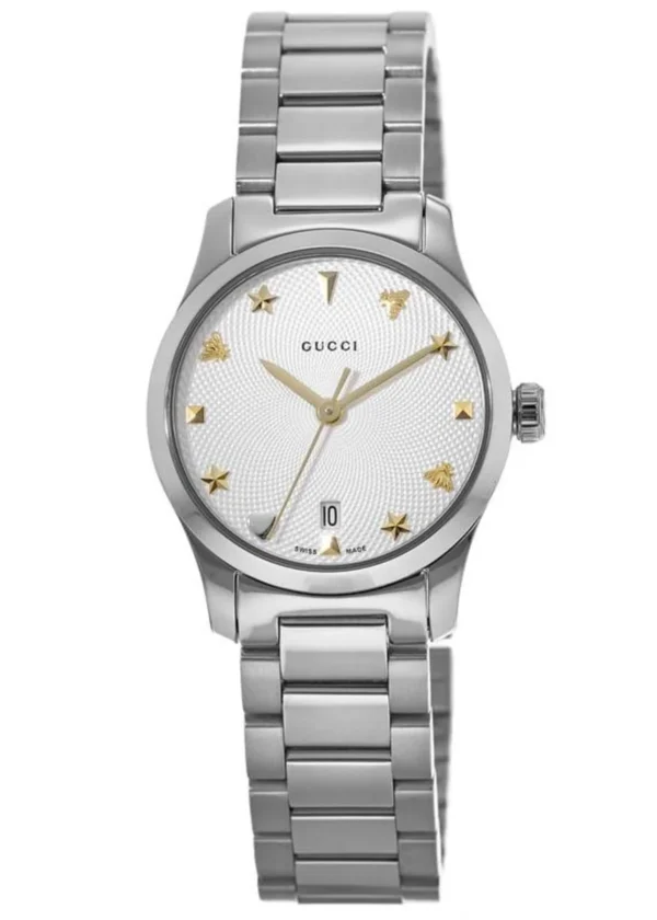 ya126572a_1595346636 Gucci G Timeless White Dial Silver Steel Strap Watch For Women - YA126572A