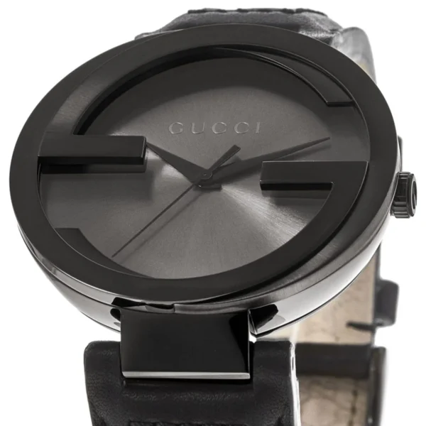 Gucci Interlocking G XL Black Dial Red & Green Leather Strap Watch For Men - YA133206