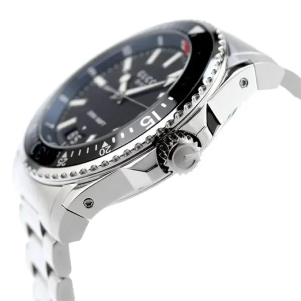 ya136212_2 Gucci Dive Quartz Black Dial Silver Steel Strap Watch For Men - YA136212
