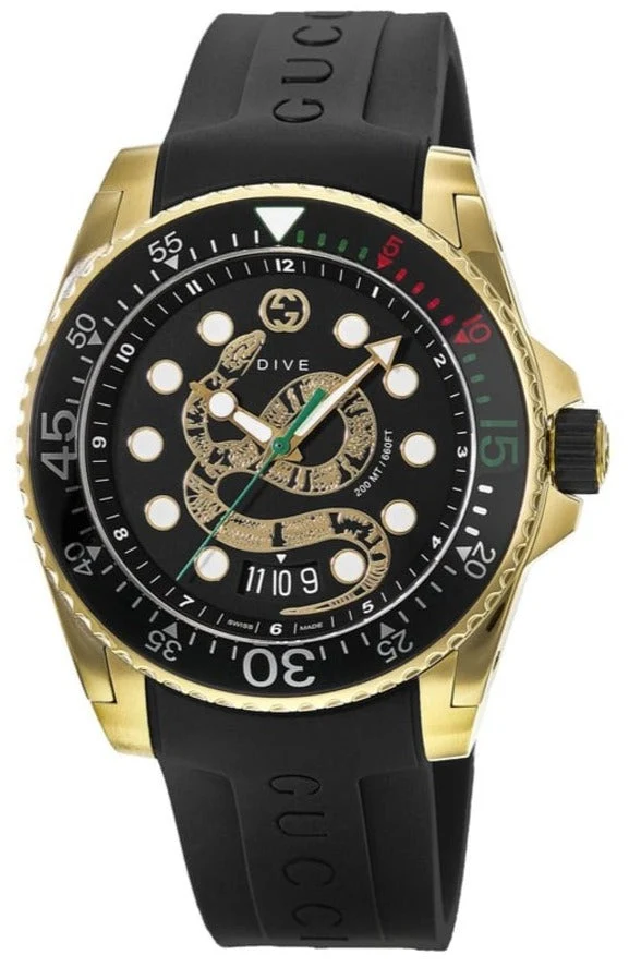 ya136219_1595346697 Gucci Dive Quartz Black Dial Black Rubber Strap Watch For Men - YA136219