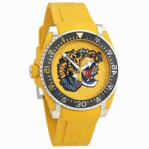 ya136317Off70_-www.gmcanantnag.net-142445_78174ec0-25ff-441d-8123-f1439189638d Gucci Dive Tiger Yellow Dial Yellow Rubber Strap Watch For Men - YA136317