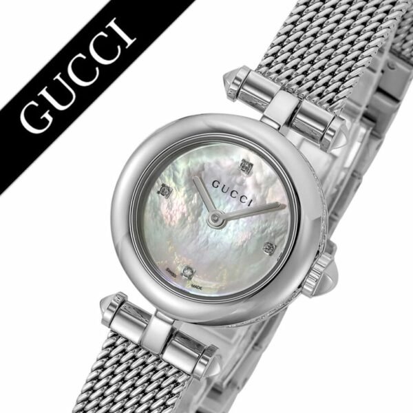 ya141512 Gucci Diamantissima Diamonds Mother of Pearl Dial Silver Mesh Bracelet Watch for Women - YA141512