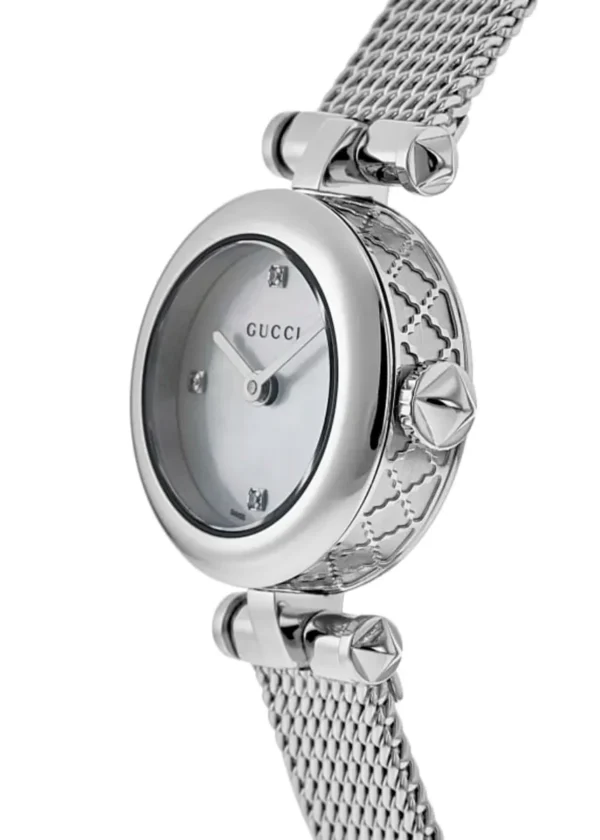 ya141512_65086970b177f5 Gucci Diamantissima Diamonds Mother of Pearl Dial Silver Mesh Bracelet Watch for Women - YA141512