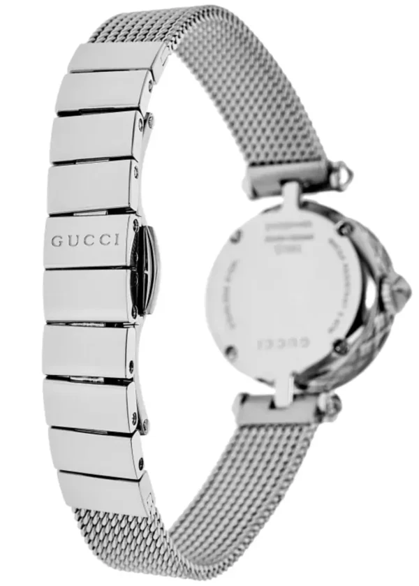 ya141512_65086973c9a668 Gucci Diamantissima Diamonds Mother of Pearl Dial Silver Mesh Bracelet Watch for Women - YA141512