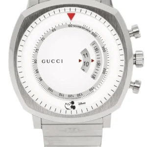 ya157306 Gucci Grip Chronograph Mickey Mouse White Dial Silver Steel Strap Watch For Men - YA157306