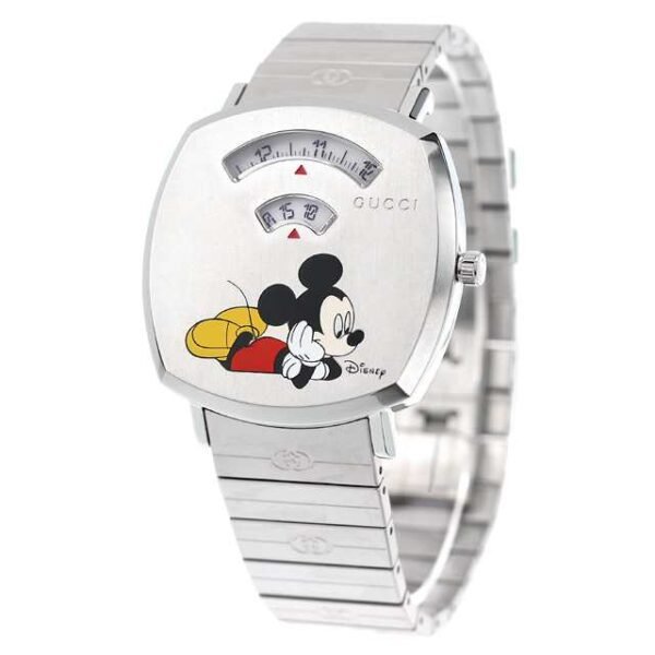 ya157419_1 Gucci Grip x Disney Quartz Silver Dial Silver Steel Strap Unisex Watch - YA157419