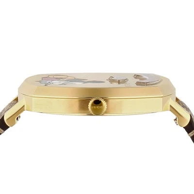 ya157420-s-03-dl_77e485fc-8e50-46bd-a987-67c55412bf3e Gucci Grip Disney Mickey Mouse Gold Dial Brown Leather Strap Watch For Women - YA157420