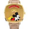 ya157420_4f3c1e83-b0c7-4c32-bd95-36aeac2b02e8 Gucci Grip Disney Mickey Mouse Gold Dial Brown Leather Strap Watch For Women - YA157420