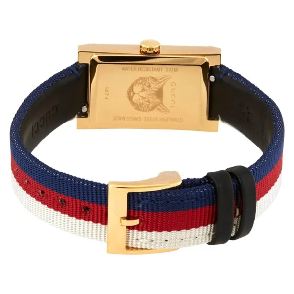 yxw0affjksebnwteuie2-767622 Gucci G-Frame Mother of Pearl Dial White Blue Red Nylon Strap Watch For Women - YA147405
