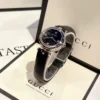 Gucci Diamantissima Quartz Diamonds Black Dial Black Leather Strap Watch for Women - YA141506