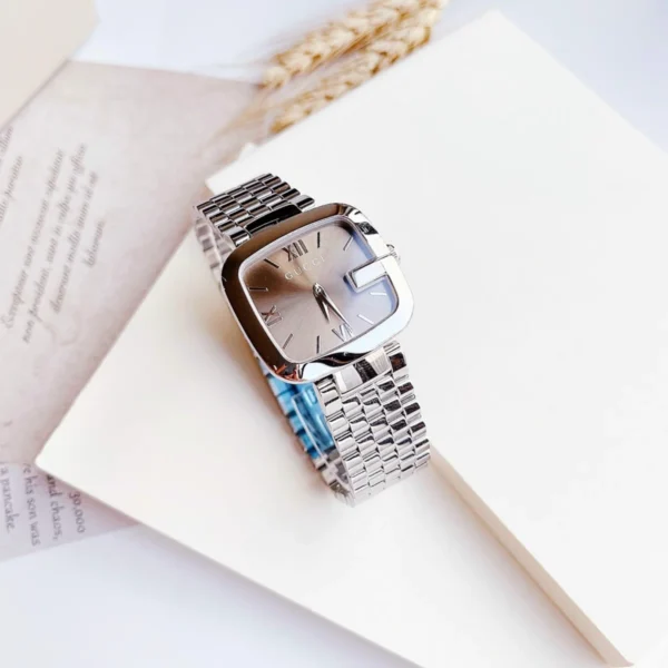 Gucci G-Gucci Brown Dial Silver Steel Strap Watch For Women - YA125413